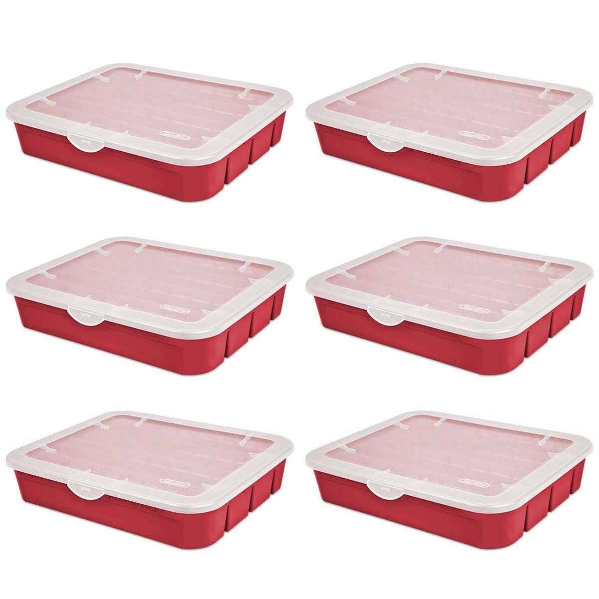 Sterilite 20 Compartment Adjustable Ornament Storage Box Red 6 Pack - Product image 1
