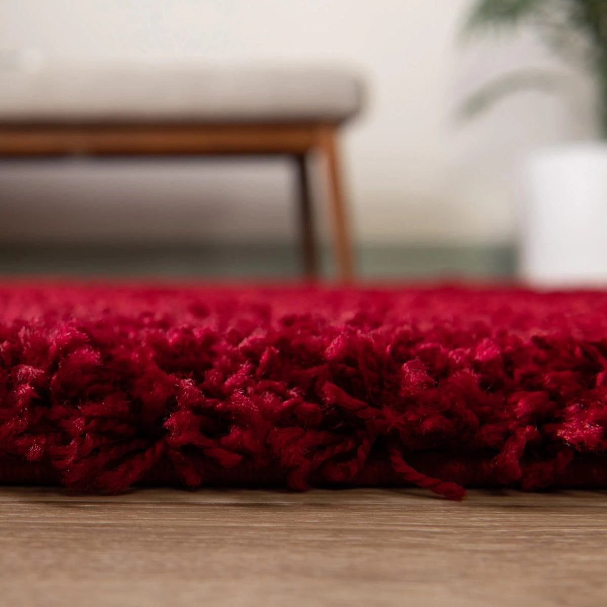 Rugs.com Solid Shag Collection Rug - 13 Ft Runner Cherry Red Shag Rug Perfect for Hallways, Entryways - Product image 4
