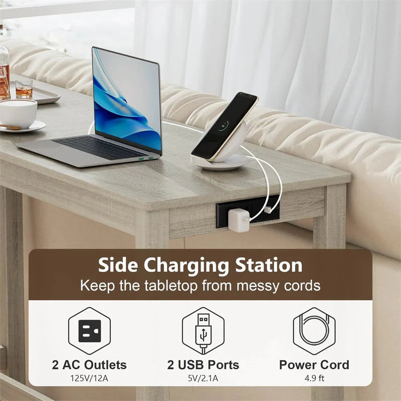 4-Piece Bar Table Set with Charging Station, 59" Counter Height Breakfast Nook Dining Set with 3 Padded - Product image 7