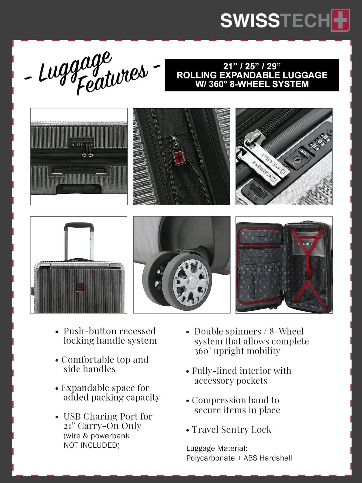 Swiss Tech Excursion 29" Hard Side Rolling Upright Luggage - Charcoal - Product image 10