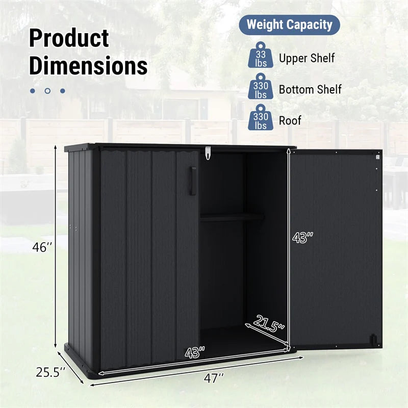 175 Gallon Outdoor Storage Shed, All-Weather Resin Patio Storage Box with Floor - Product image 4