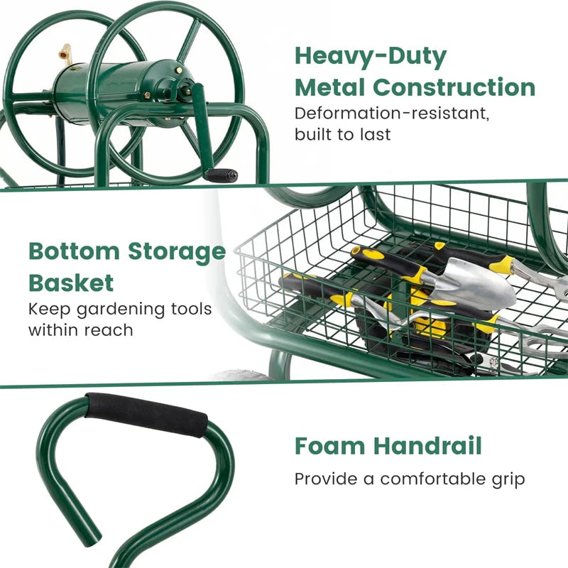Portable Garden Hose Reel Cart Holds 300FT of 5/8" Large Capacity - Product image 20