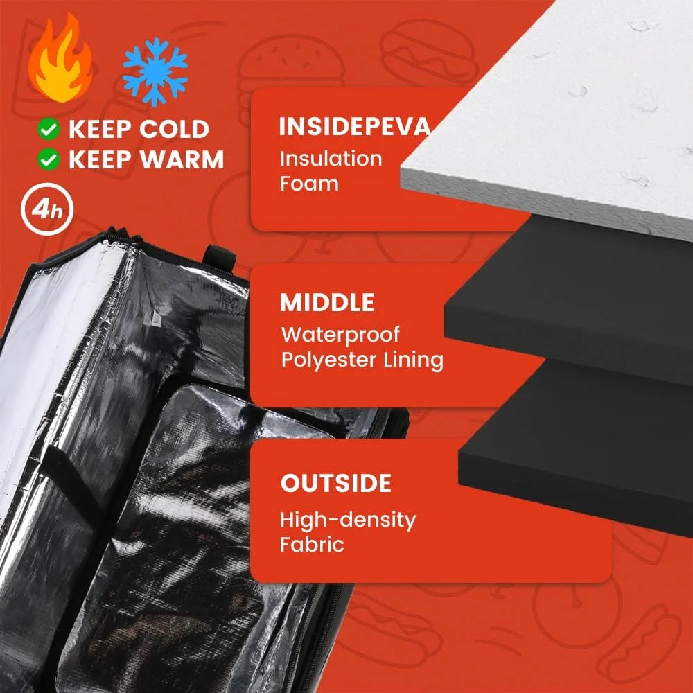 Large Insulated Food Delivery Bag, Expandable Cooler Backpack for Doordash Uber Eats - Product image 4