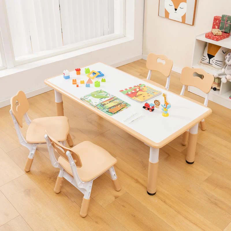 Kids Table and 4 Chairs Set, Height Adjustable Toddler Art Activity Desk with 4 Seats & Graffiti Desktop - Product image 20