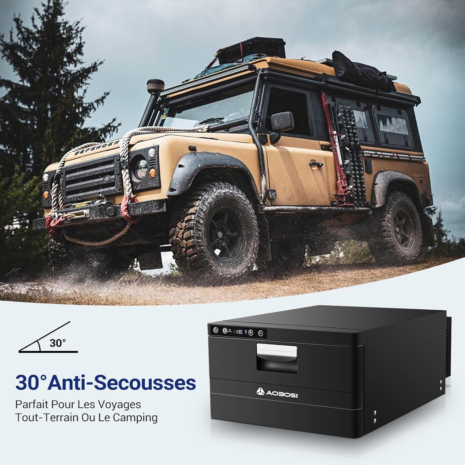AAOBOSI 31L Drawer Electric Cooler, Compression Cooler with APP, Caravan Cooler 12V/24V, -20℃ to 20℃ Electric Cooler for Car, Truck, Boat, Motorhome