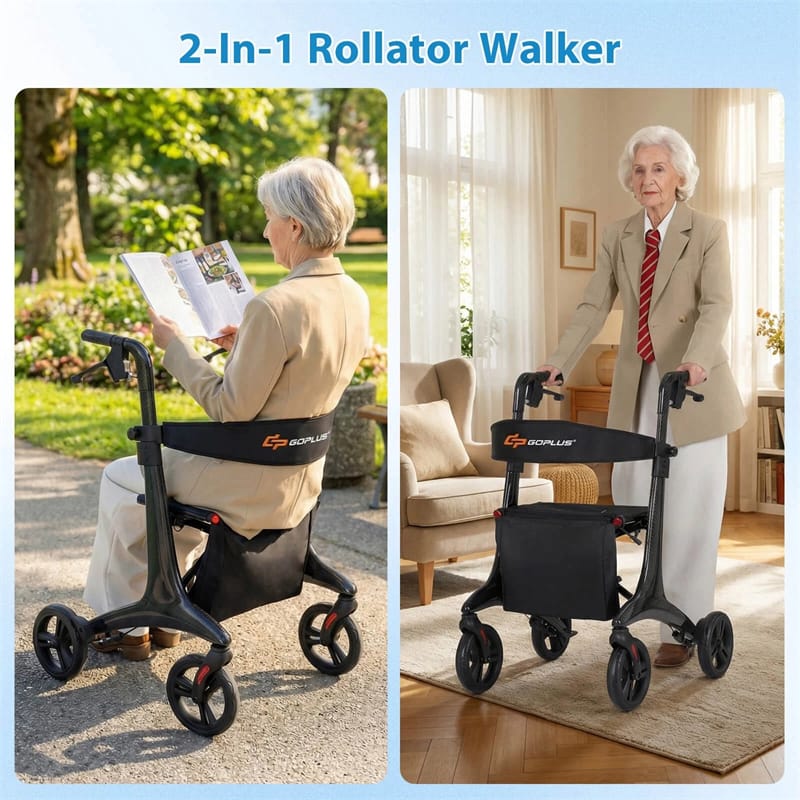 Ultralight Carbon Fiber Rollator Walker for Seniors, Foldable Rolling Walker with Seat, 8" Wheels - Product image 3