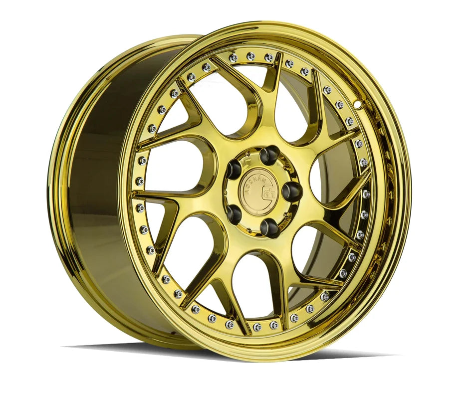 Aodhan DS01 18" 5x108 Gold Vacuum W/ Chrome Rivets