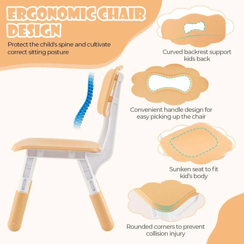 Kids Table and 4 Chairs Set, Height Adjustable Toddler Art Activity Desk with 4 Seats & Graffiti Desktop - Product image 26
