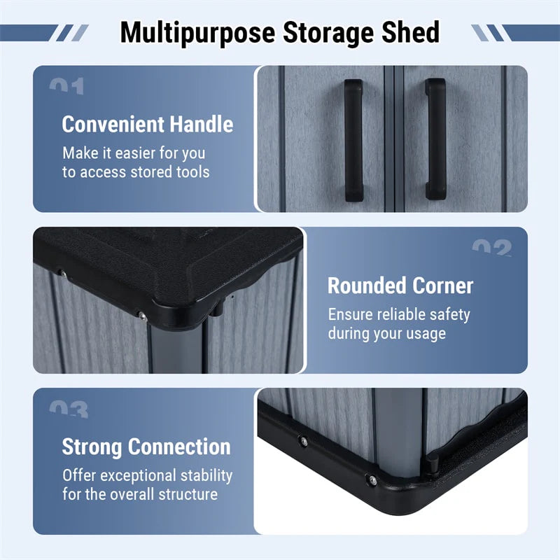 175 Gallon Outdoor Storage Shed, All-Weather Resin Patio Storage Box with Floor - Product image 19