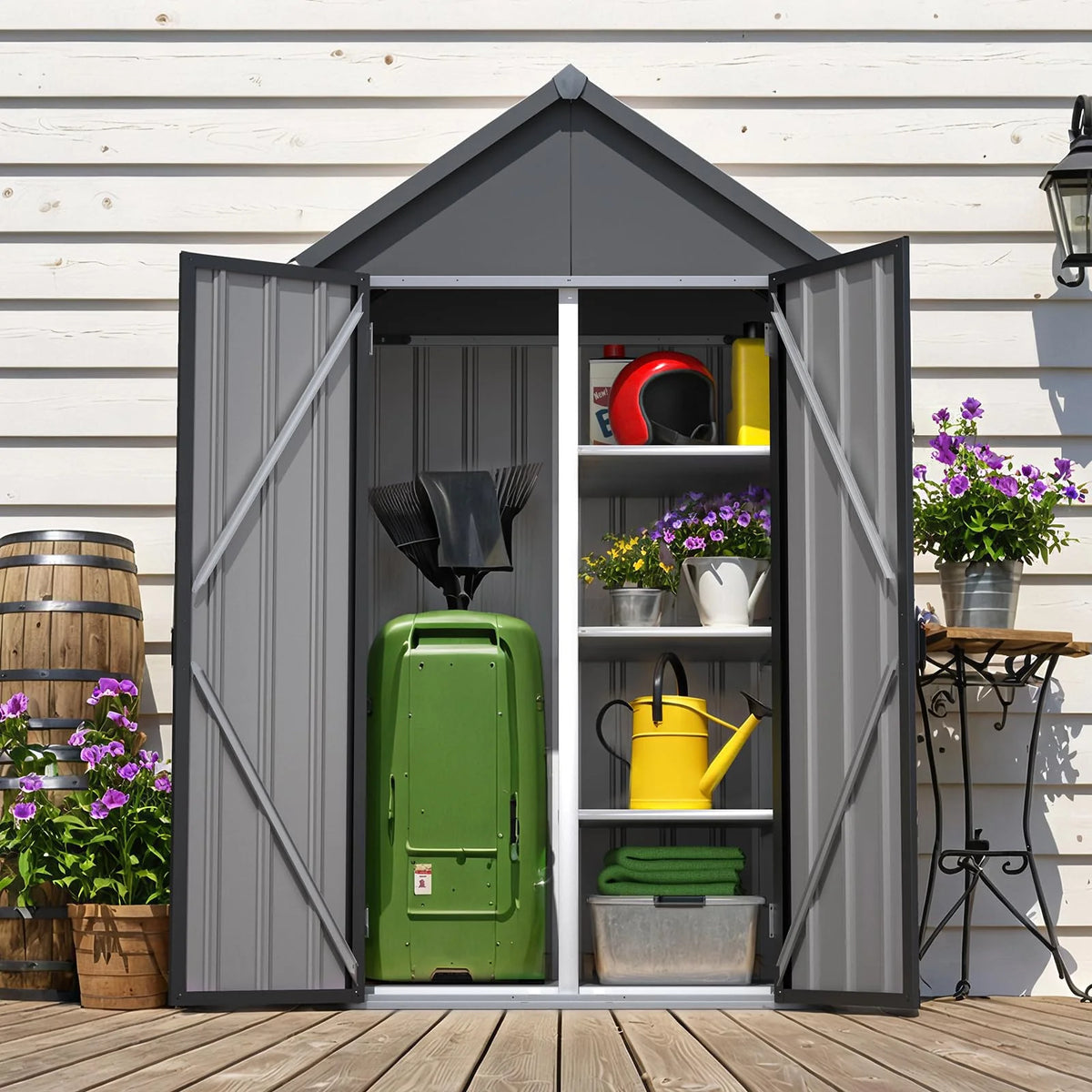 AECOJOY Outdoor Storage Cabinet Waterproof with Shelves, Vertical Tall Sheds Cabinet - Product image 7