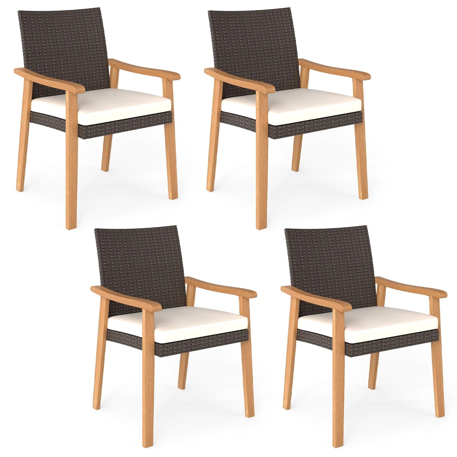 Tangkula Patio Wicker Dining Chair Set of 2/4 for Deck Garden Poolside Backyard - Product image 10