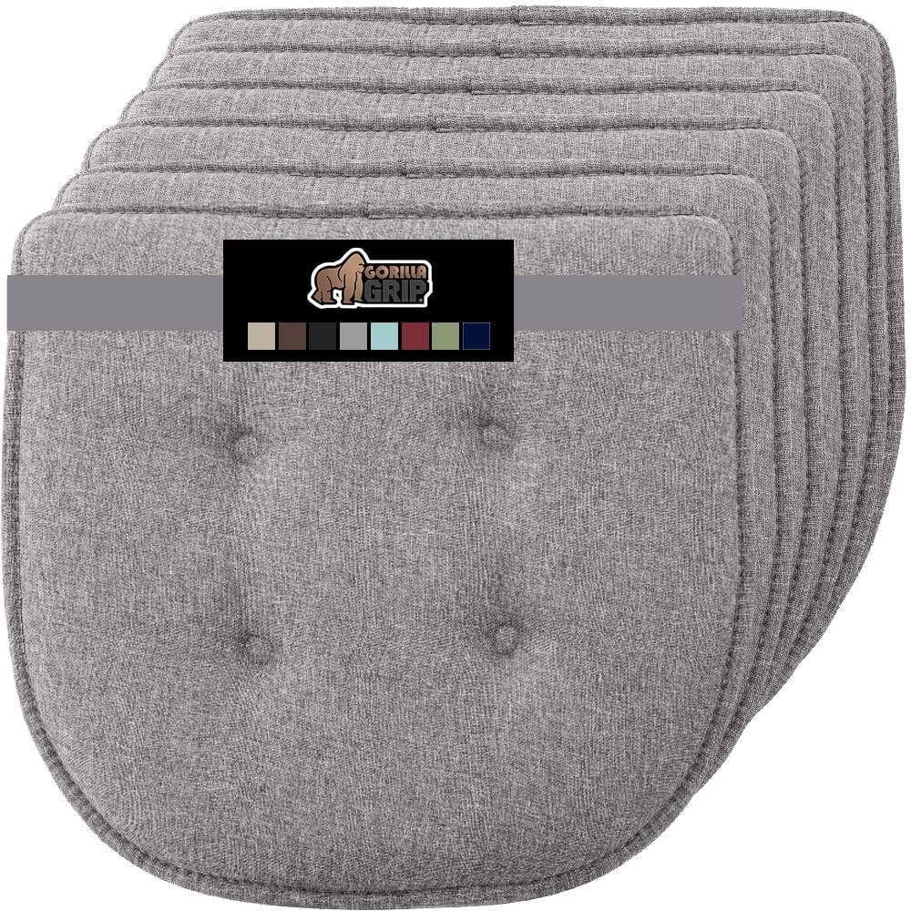Gorilla Grip Tufted Memory Foam Chair Cushions, Set of 6 Comfortable Pads for Dining Room - Product image 1