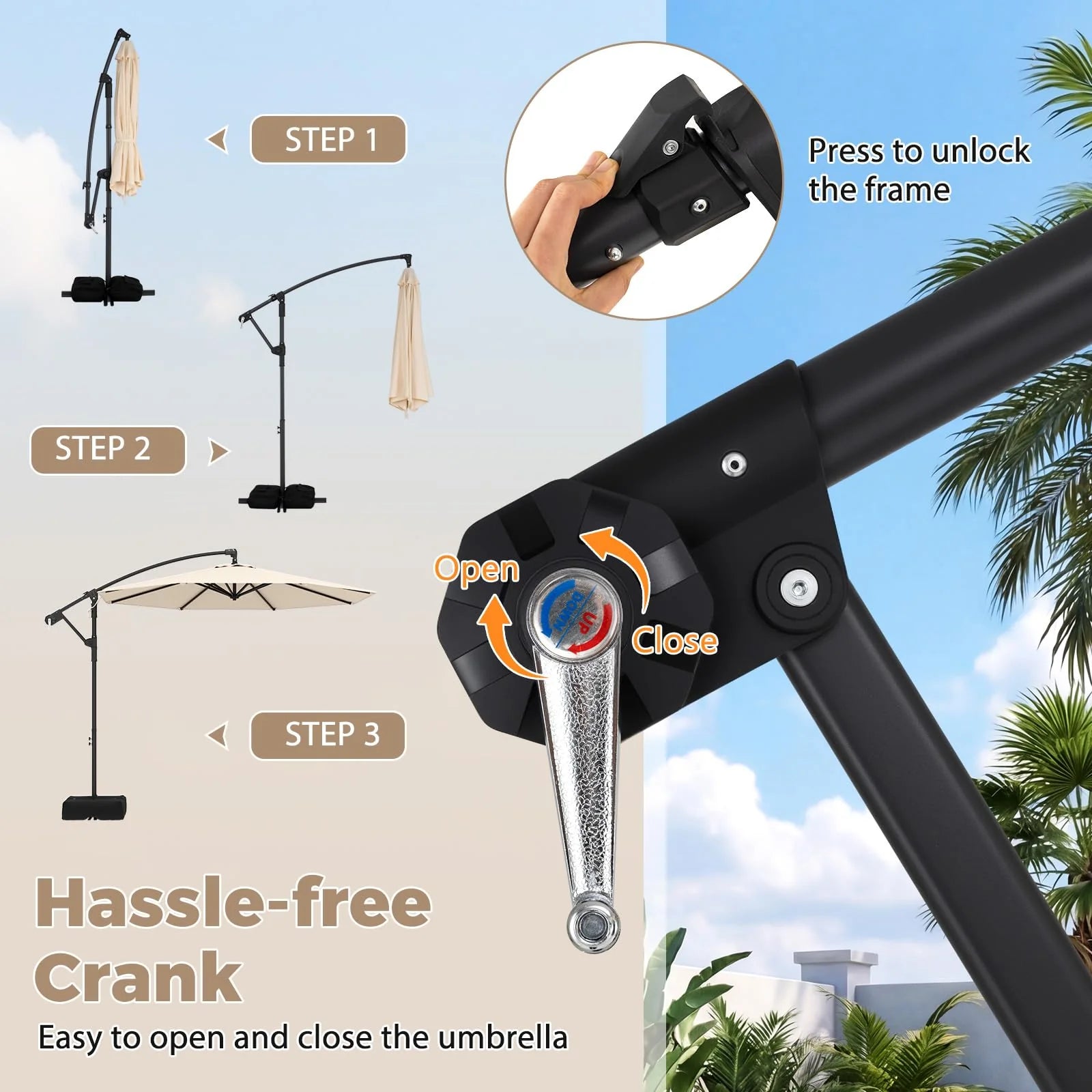 Tangkula 10ft Patio Umbrella with Base Included with 360 Degree Rotation - Product image 6