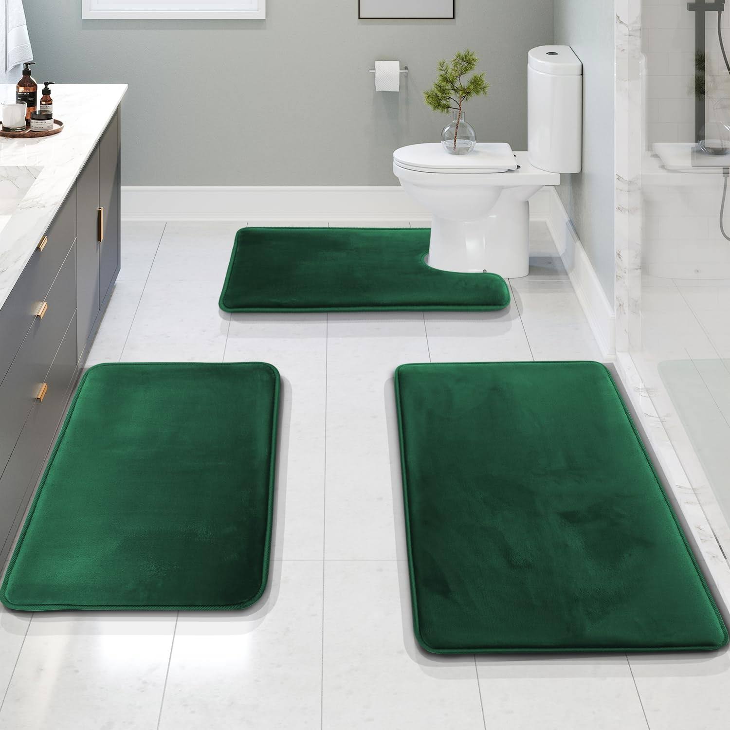 Clara Clark 3 Piece Ultra Soft Non-Slip Plush Memory Foam Bath Rug Set - Small, Large & Contour - Product image 1