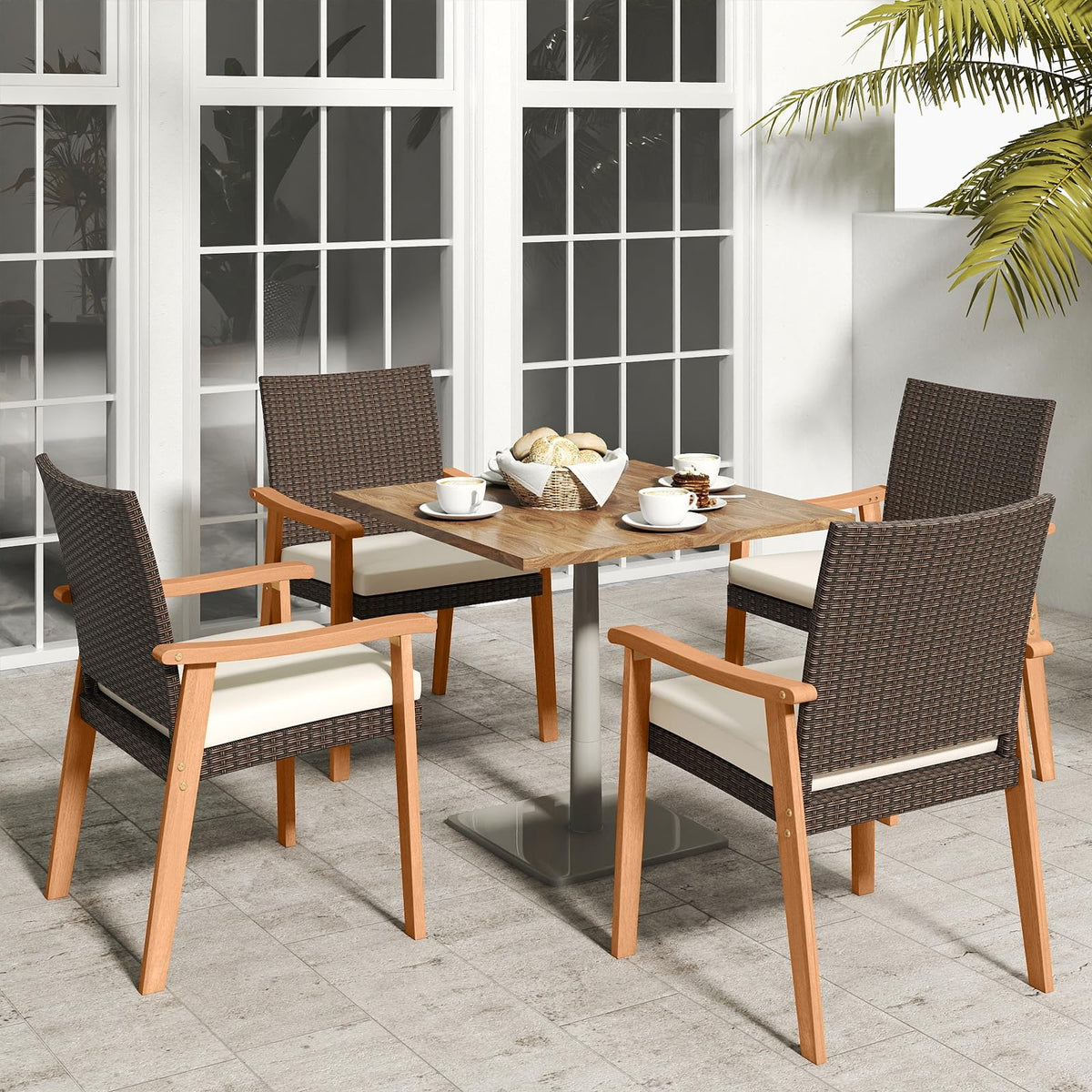 Tangkula Patio Wicker Dining Chair Set of 2/4 for Deck Garden Poolside Backyard - Product image 4