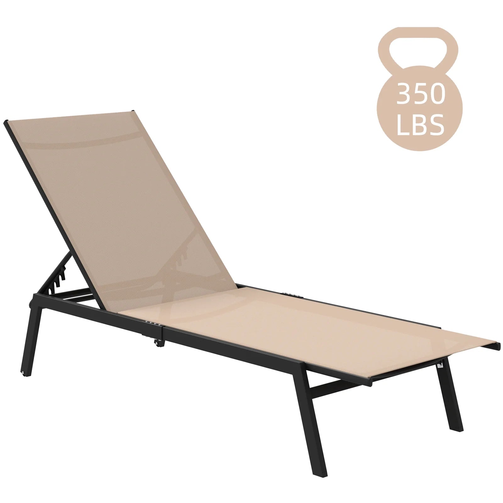 AECOJOY Patio Lounge Chairs, Outdoor Chaise Lounge with Wheels, Beige - Product image 1