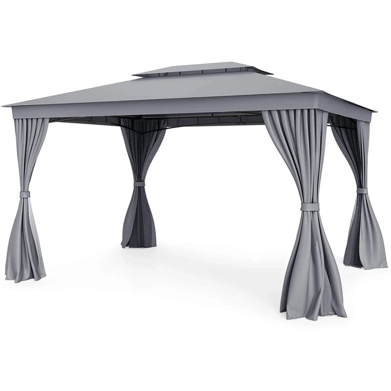 10 x 13 FT Patio Gazebo, Double-Roof Outdoor Canopy Tent with Mesh Netting & Privacy Curtains - Product image 12