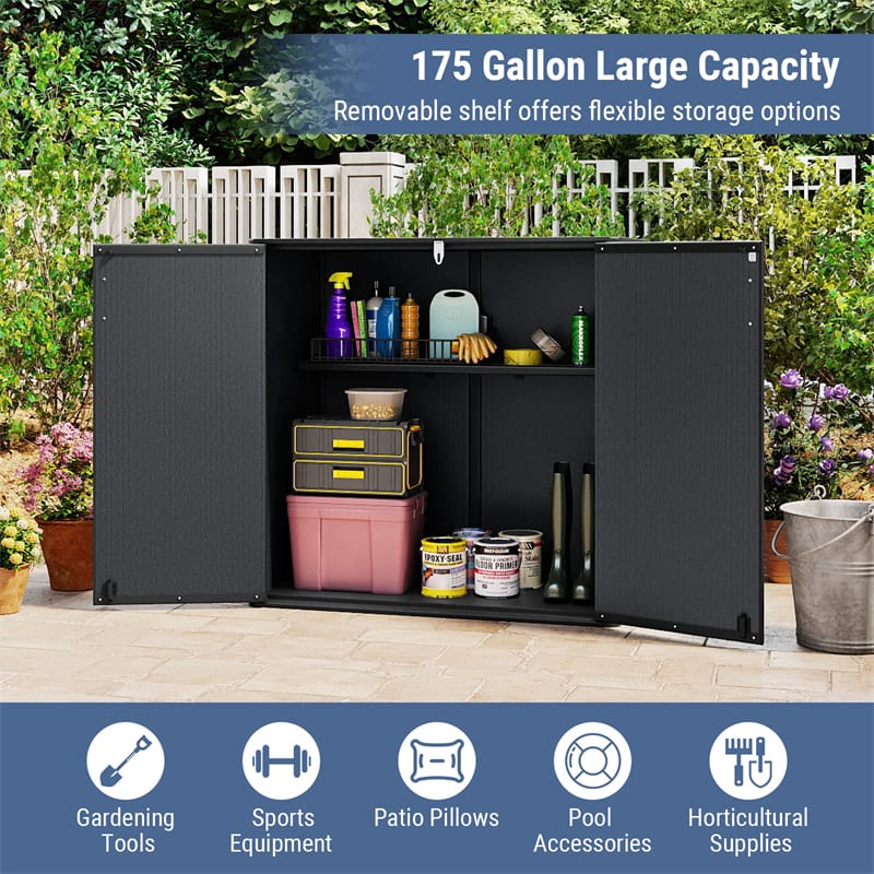 175 Gallon Outdoor Storage Shed, All-Weather Resin Patio Storage Box with Floor - Product image 6