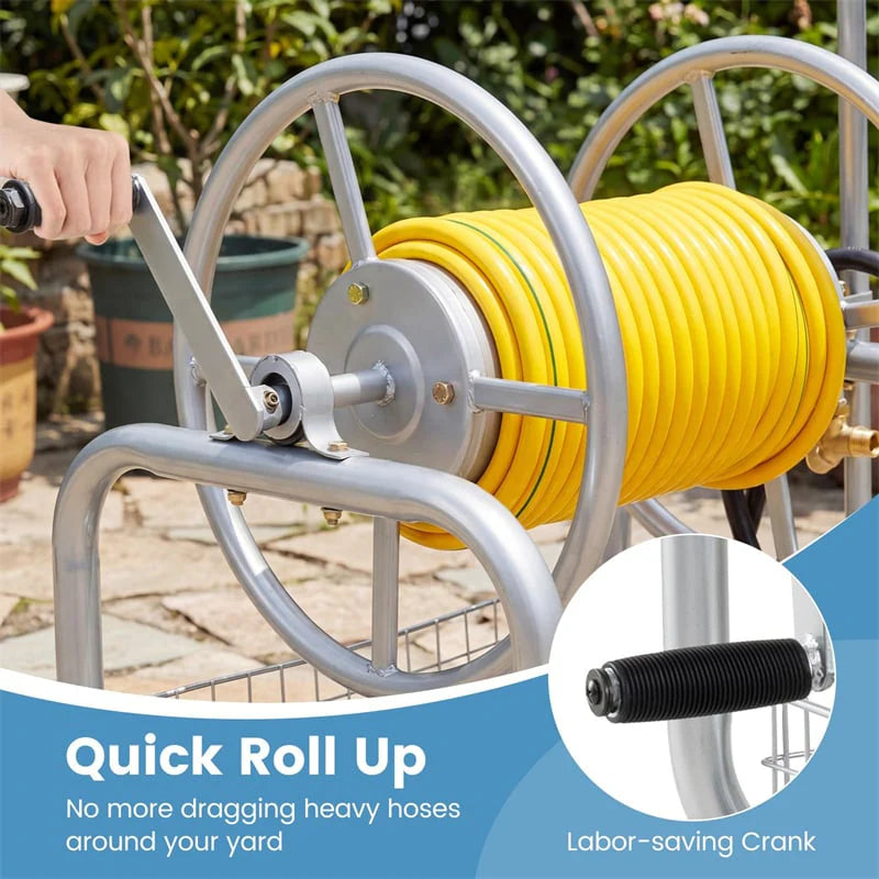 Portable Garden Hose Reel Cart Holds 300FT of 5/8" Large Capacity - Product image 28