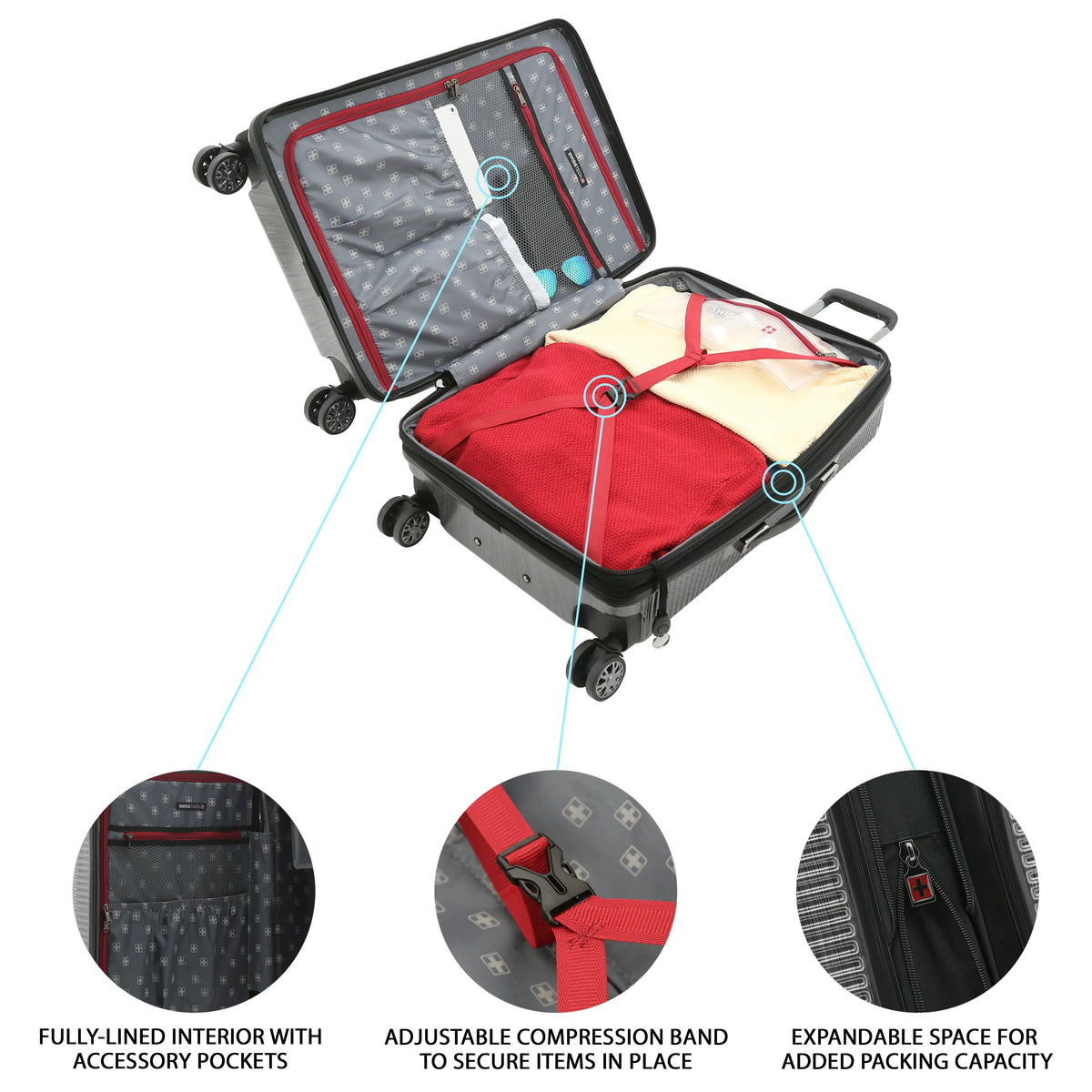 Swiss Tech Excursion 29" Hard Side Rolling Upright Luggage - Charcoal - Product image 2