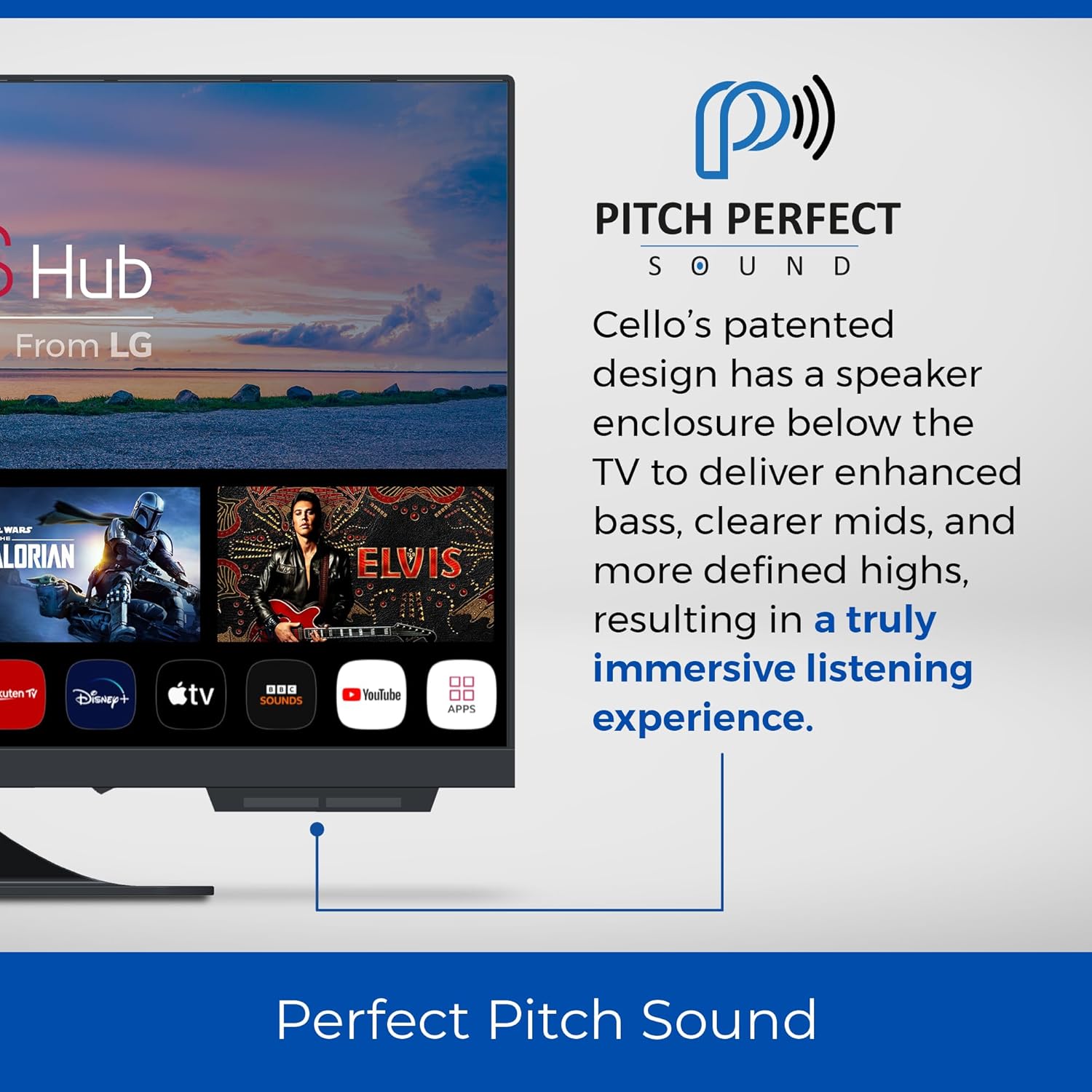 Cello C2224WS Trav 22" Inch Smart Full HD 12V Camping Travel TV Frameless Triple Tuner Bluetooth WebOS by LG Pitch Perfect Speaker Motorhome Truck Boat [2024]