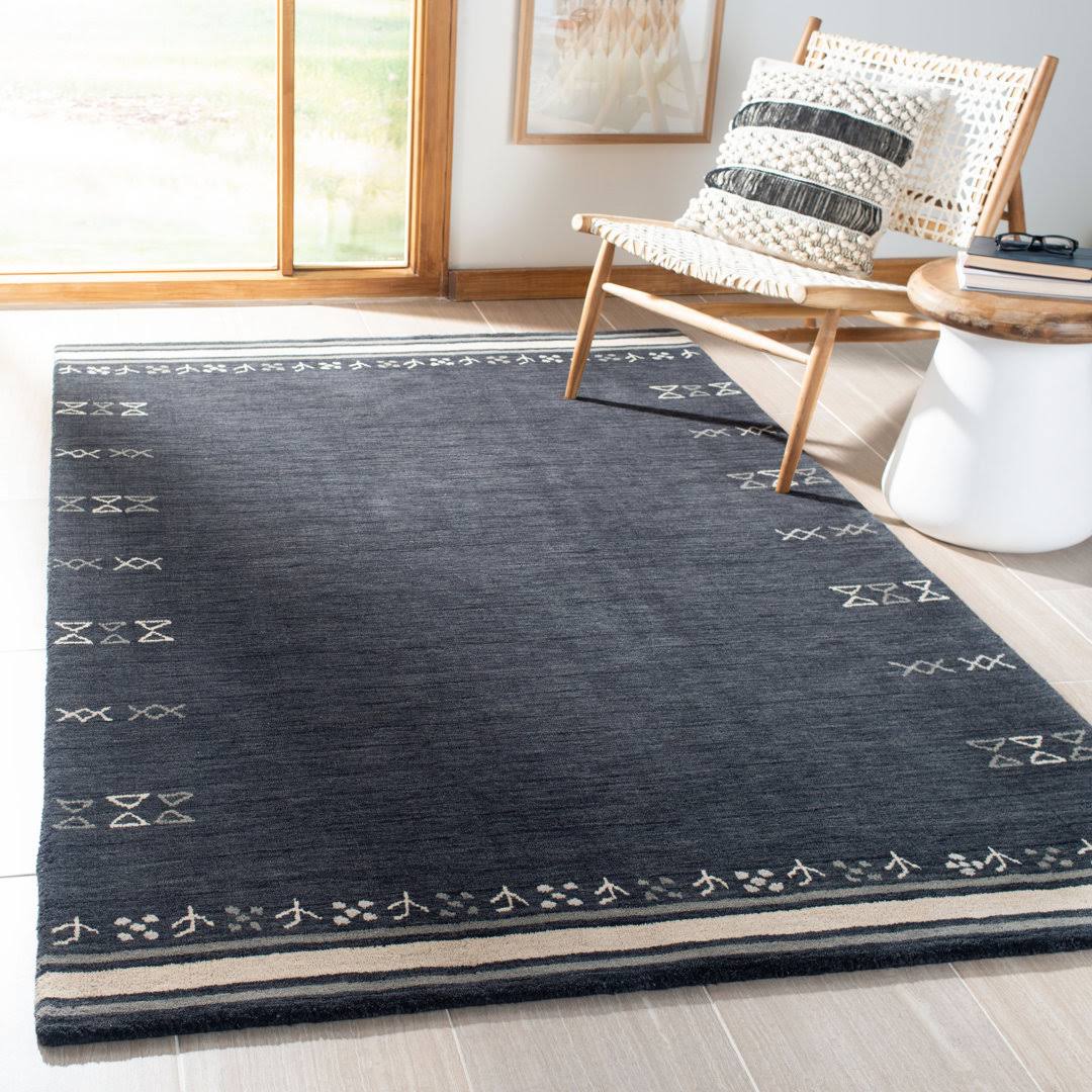 Santiago Handmade Wool Charcoal Rug AllModern Rug Size: Round 6' - Product image 1
