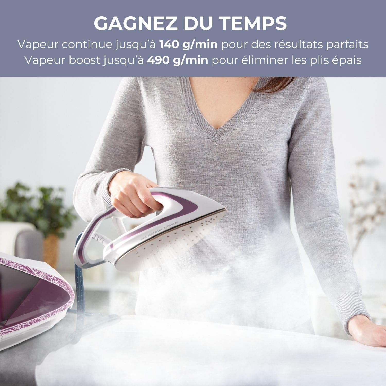 Calor Pro Express Ultimate Steam Generator, High Pressure, 7.3 bars, Pressing Function 490 g/min, Limescale collector, Made in France GV9560C0
