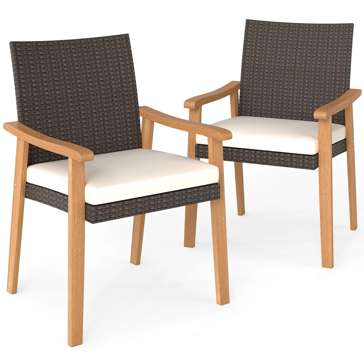 Tangkula Patio Wicker Dining Chair Set of 2/4 for Deck Garden Poolside Backyard - Product image 1