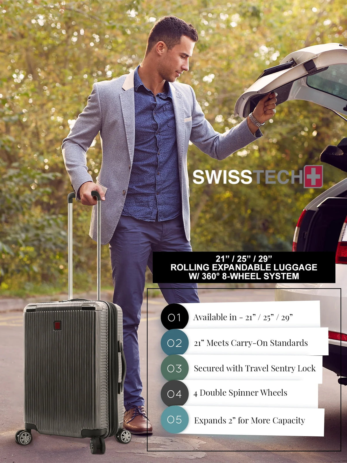 Swiss Tech Excursion 29" Hard Side Rolling Upright Luggage - Charcoal - Product image 8