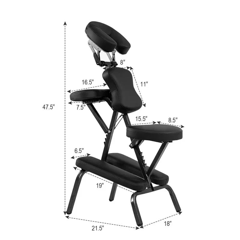 Portable Lightweight Massage Chair, PU Leather Tattoo Spa Chair with Thickened Sponge & Carrying Bag - Product image 3