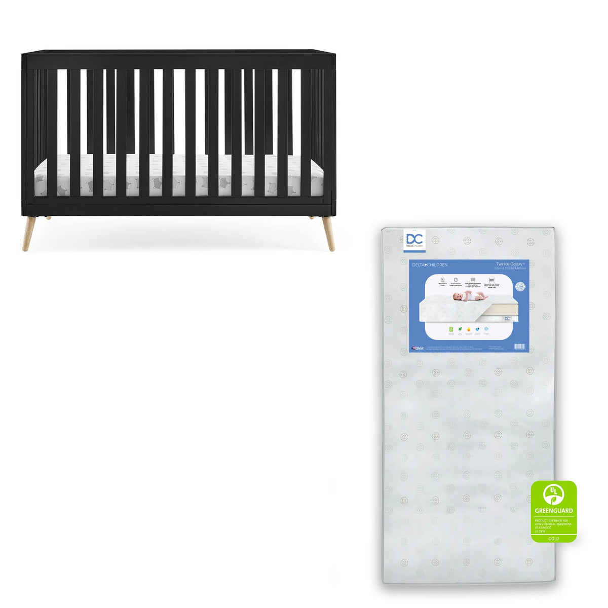Essex 4-in-1 Convertible Baby Crib with Toddler Mattress - Product image 1