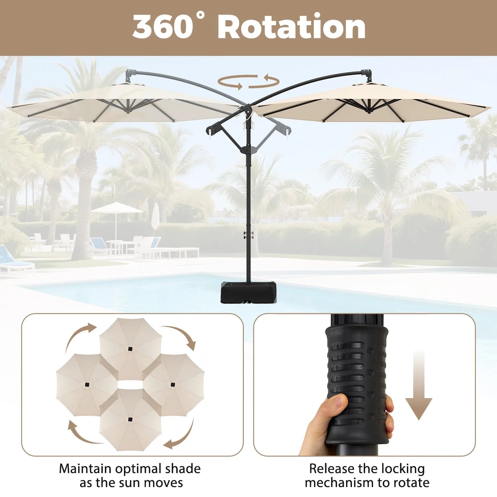Tangkula 10ft Patio Umbrella with Base Included with 360 Degree Rotation - Product image 2