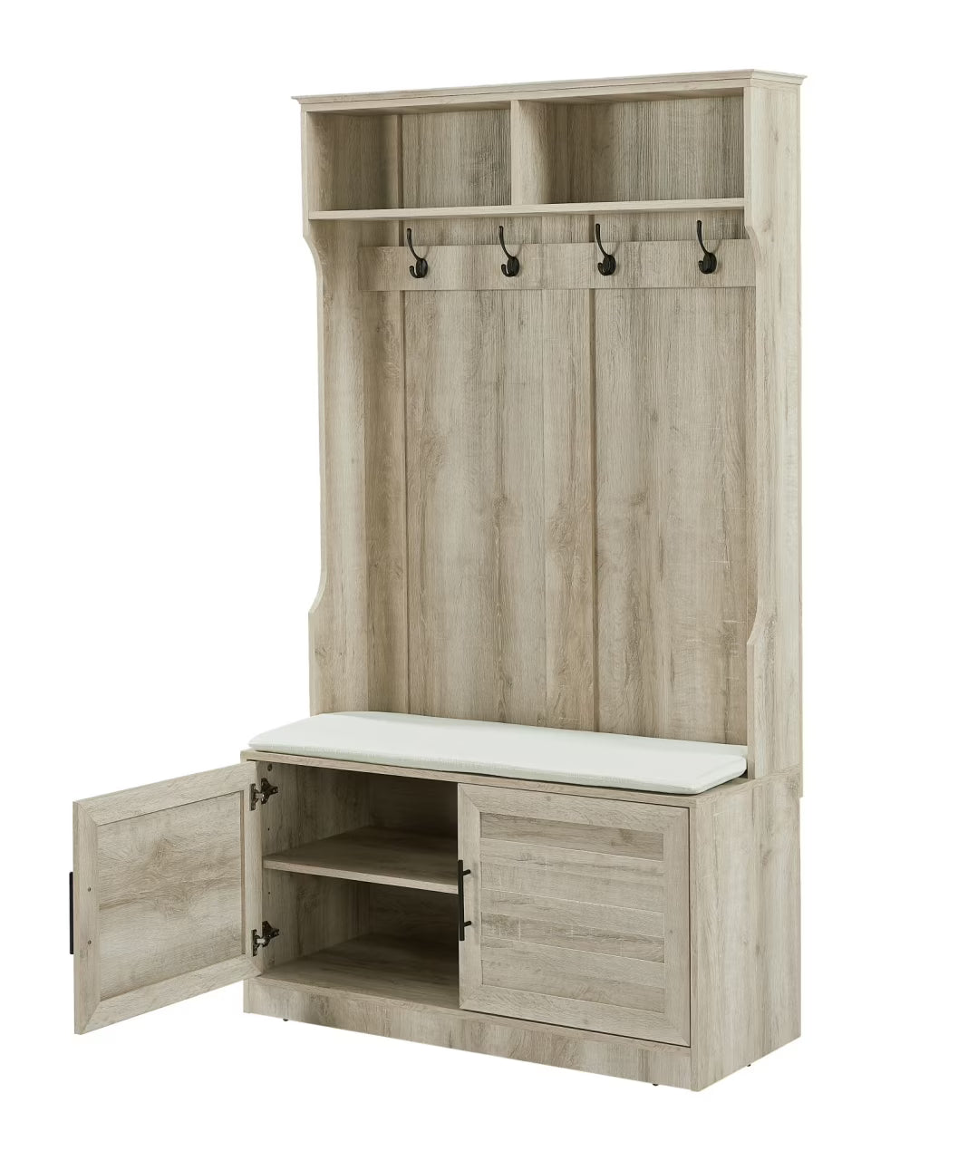 Entryway Hall Tree with Storage Bench, Wooden Coat Rack with Sponge Pad and 4 Dual Hooks - Product image 3