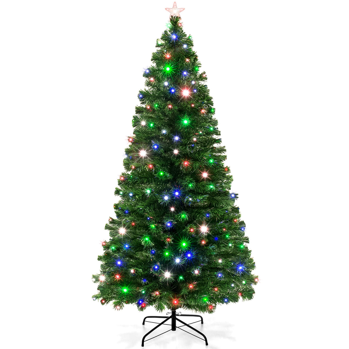 Best Choice Products Pre-Lit Fiber Optic Artificial Christmas Pine Tree with 280 Lights and Stand, Green - Product image 1