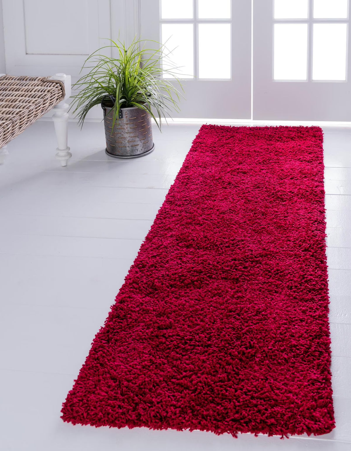 Rugs.com Solid Shag Collection Rug - 13 Ft Runner Cherry Red Shag Rug Perfect for Hallways, Entryways - Product image 1