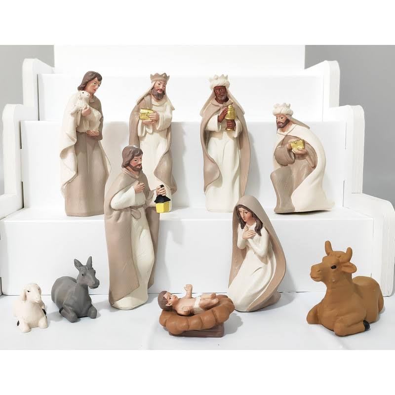 MeritMode Nativity Scene Set, 12-Piece Holy Family Figurine - Hand Painted Mini Decorative Religious - Product image 1