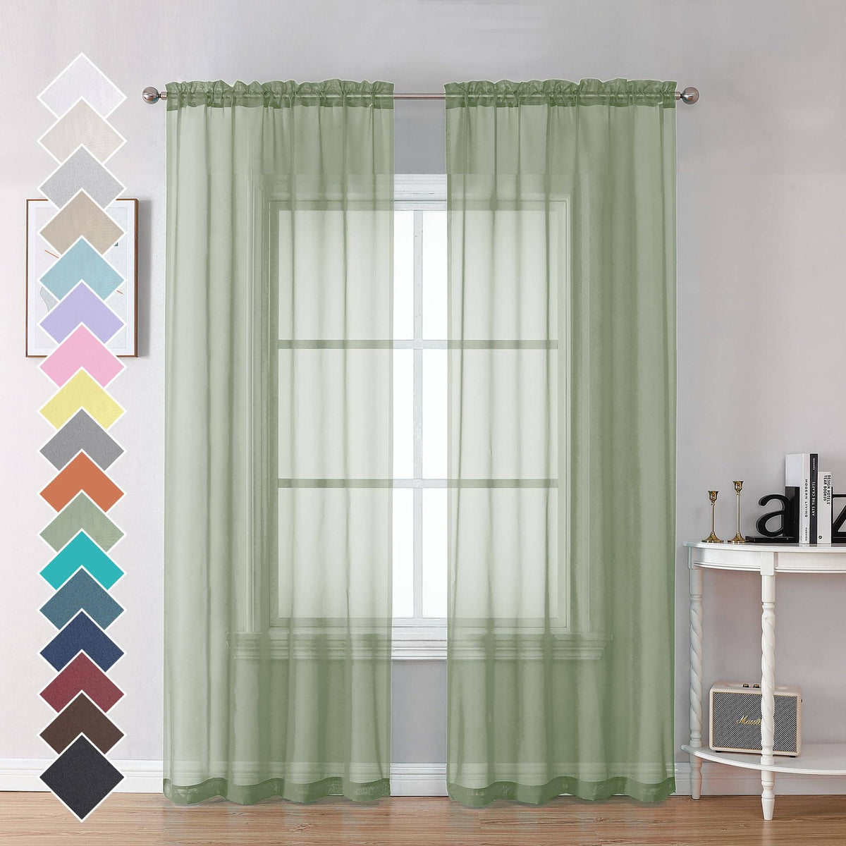 OVZME Bedroom Curtains 2 Panel Sets 84' inch Length - Transparent Light Weight Soft Window Treatment Panels - Product image 1