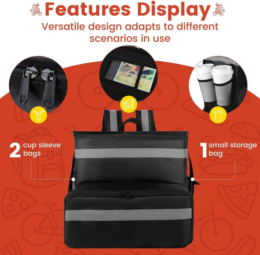 Large Insulated Food Delivery Bag, Expandable Cooler Backpack for Doordash Uber Eats - Product image 6