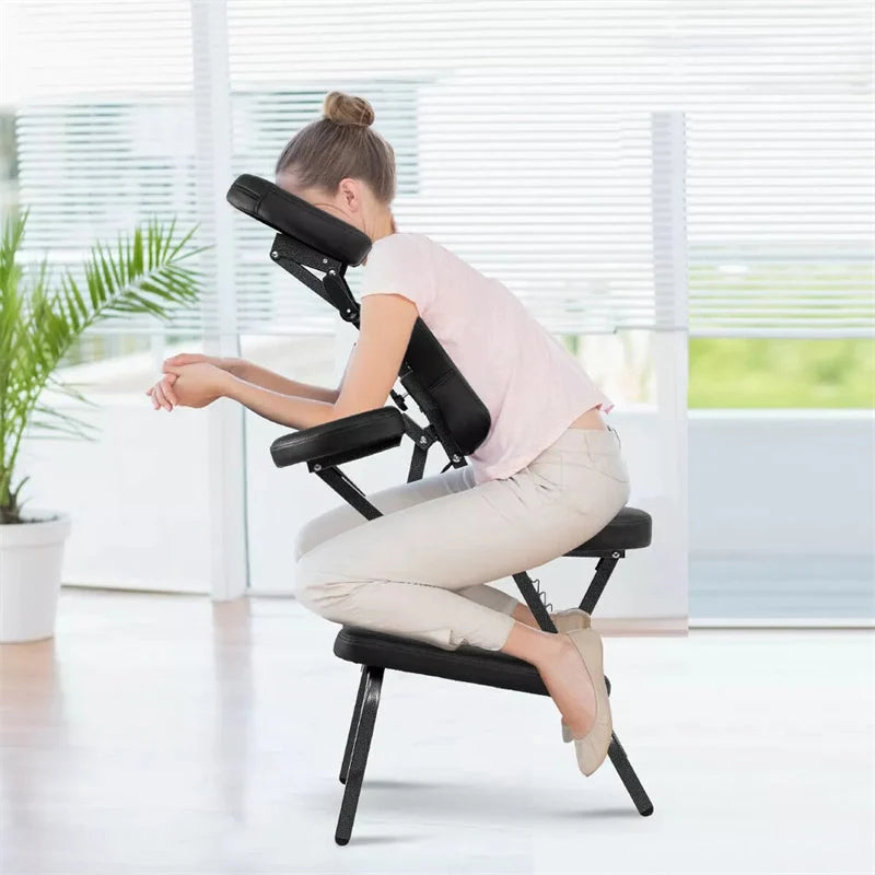 Portable Lightweight Massage Chair, PU Leather Tattoo Spa Chair with Thickened Sponge & Carrying Bag - Product image 4