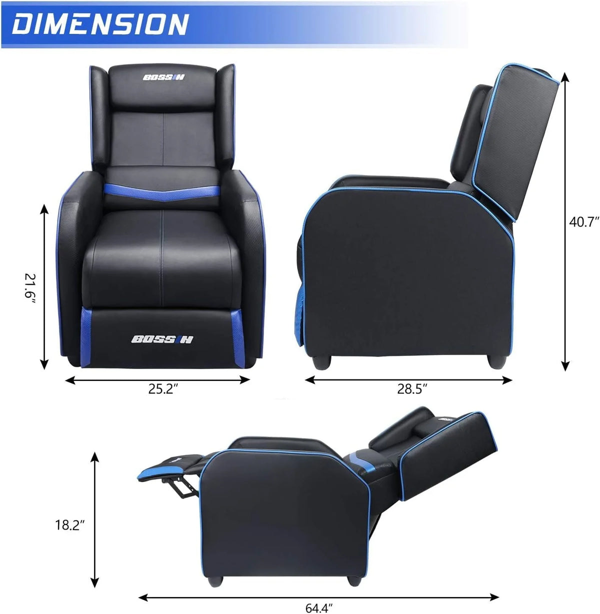 PUKAMI Gaming Recliner Chair for Adults 400 lb Racing Style Sofa Big and Tall PU Leather Recliner Seating - Product image 2