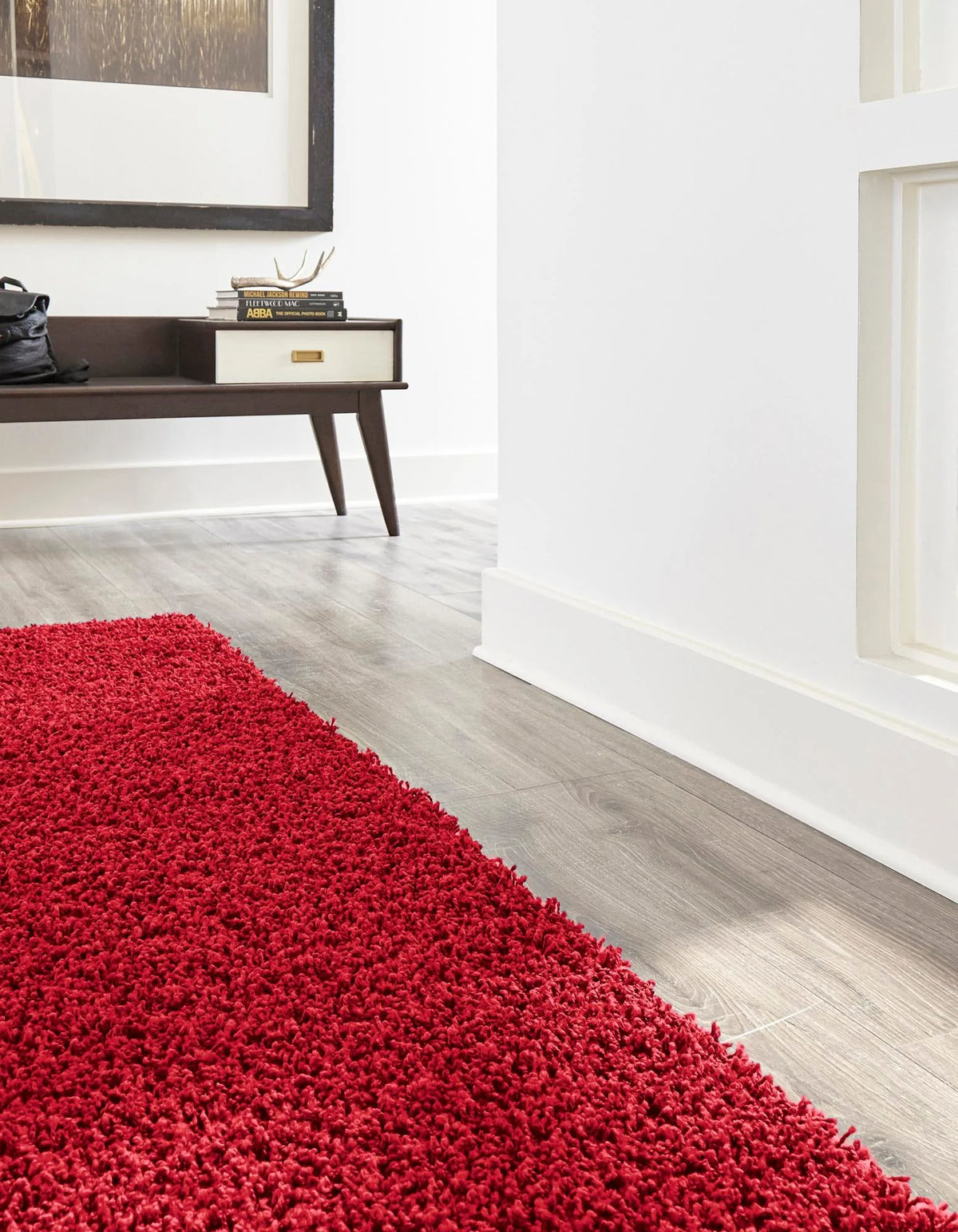 Rugs.com Solid Shag Collection Rug - 13 Ft Runner Cherry Red Shag Rug Perfect for Hallways, Entryways - Product image 3