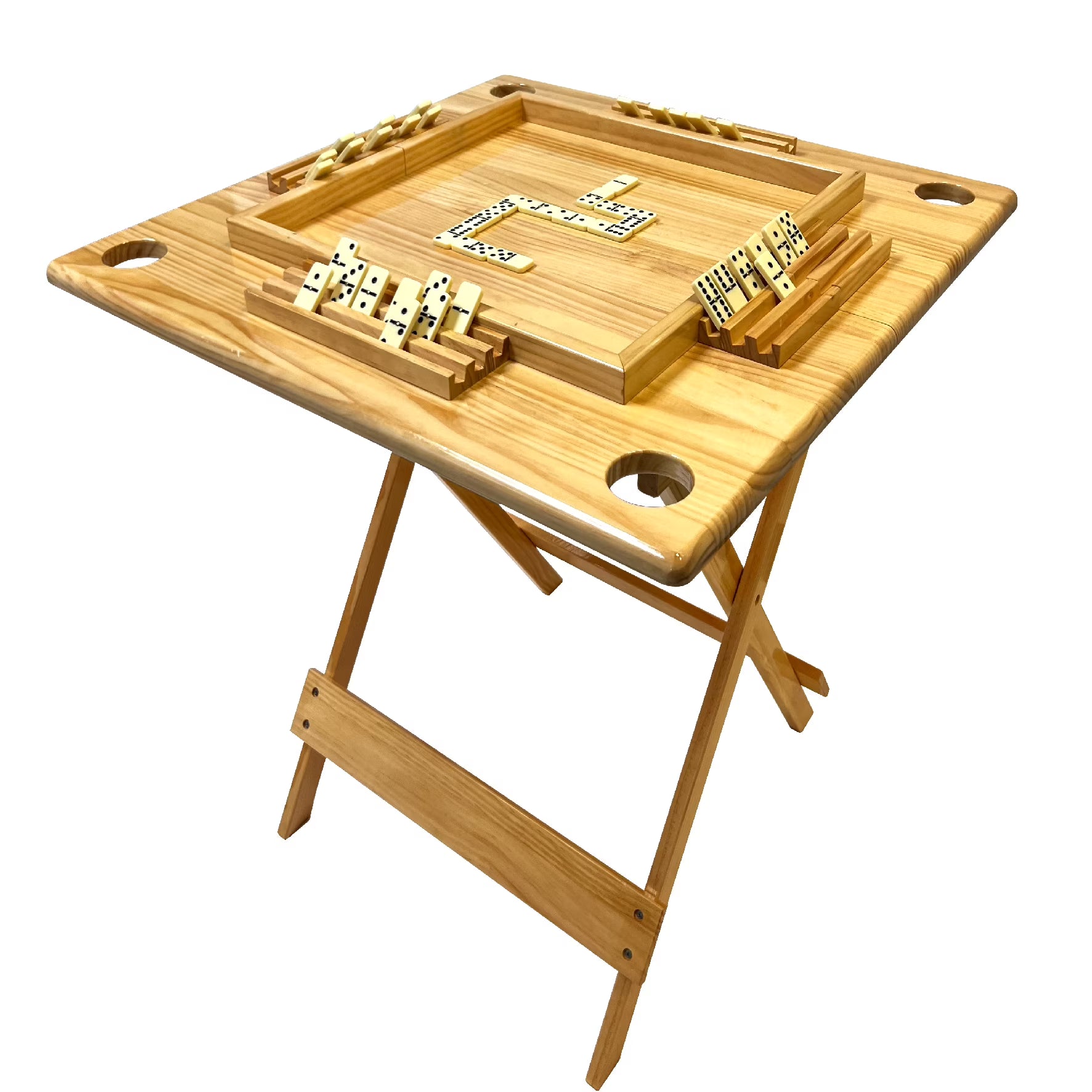 Wood Domino Table Solid Wood Folding and Portable Built - in Dominoes Holders Full Size Portable and - Product image 1