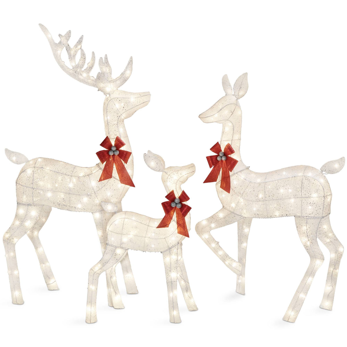Best Choice Products 3-Piece Lighted Christmas Deer Set Outdoor Yard Decoration w/ 360 LED Lights, Stakes - Product image 1