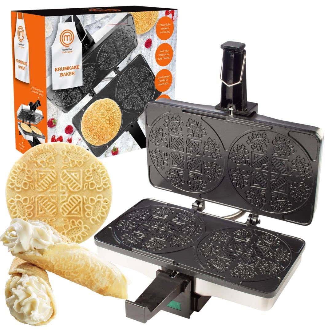 MasterChef Krumkake Baker- Make 2 Krumkake Pizzelle Like Cookies, Great for Cannoli Filling & Cones - Product image 1