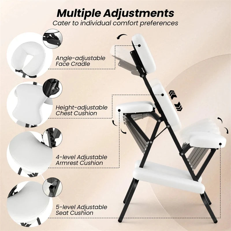 Portable Lightweight Massage Chair, PU Leather Tattoo Spa Chair with Thickened Sponge & Carrying Bag - Product image 16
