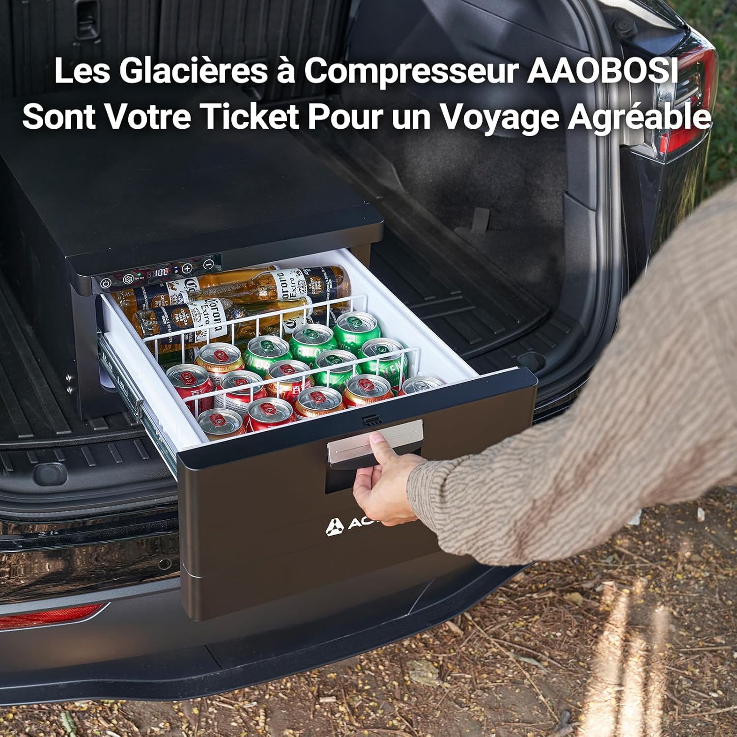 AAOBOSI 31L Drawer Electric Cooler, Compression Cooler with APP, Caravan Cooler 12V/24V, -20℃ to 20℃ Electric Cooler for Car, Truck, Boat, Motorhome