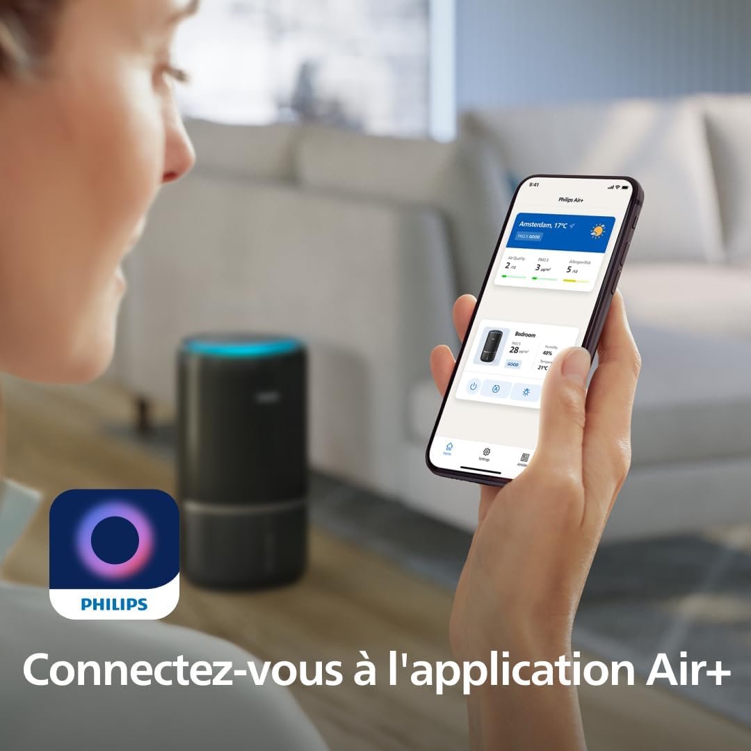Philips 3400 Series 2 in 1 Air Purifier and Humidifier, NanoProtect HEPA Filter + Activated Carbon Filter, Hygienic Humidification, CADR 300 m³/h, Humidification Rate 650 ml/h (AC3421/13)