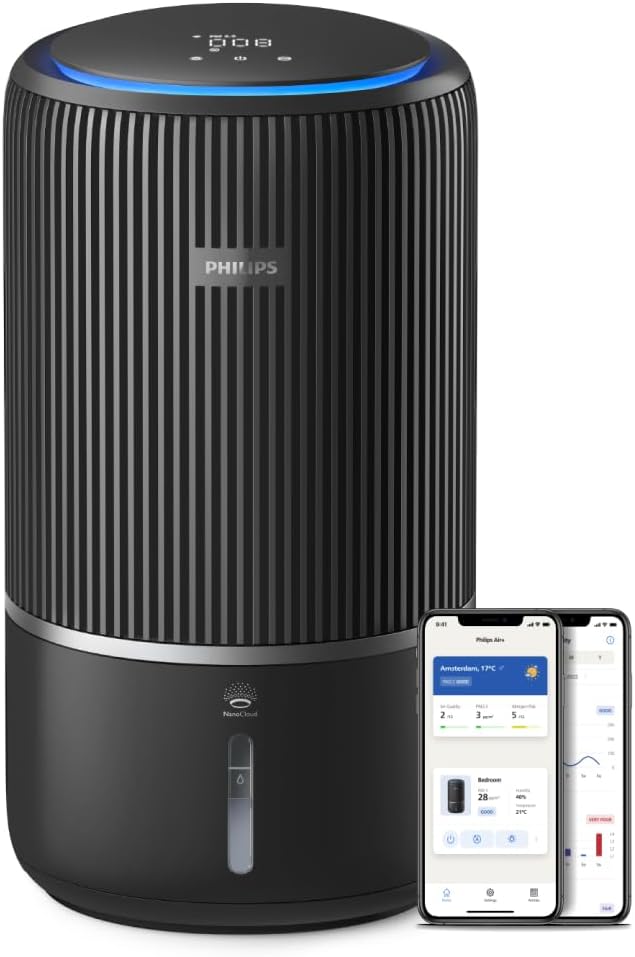 Philips 3400 Series 2 in 1 Air Purifier and Humidifier, NanoProtect HEPA Filter + Activated Carbon Filter, Hygienic Humidification, CADR 300 m³/h, Humidification Rate 650 ml/h (AC3421/13)