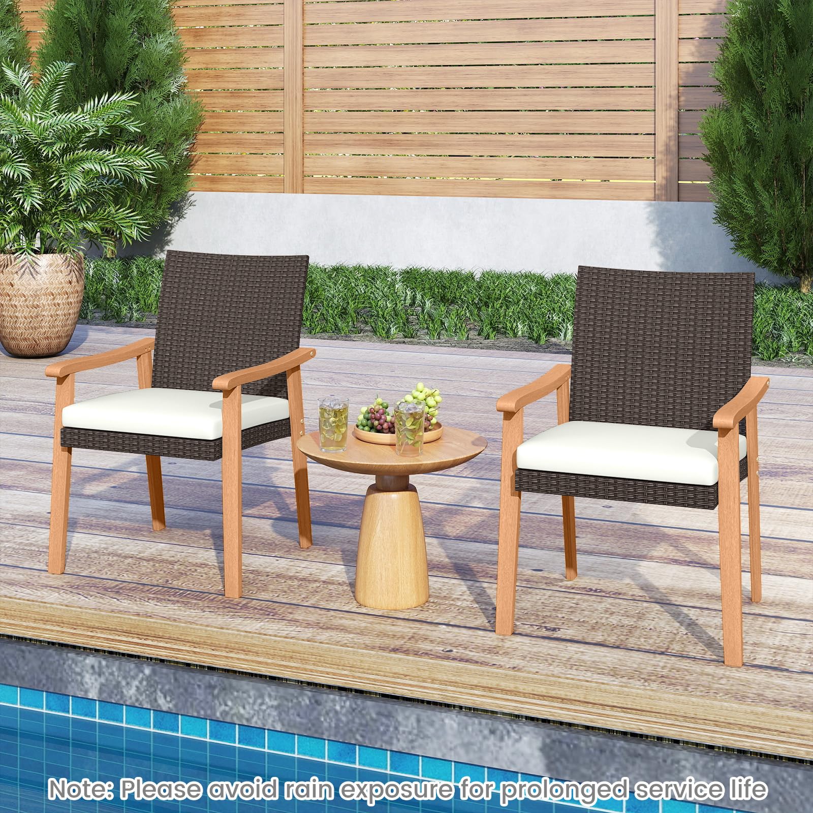 Tangkula Patio Wicker Dining Chair Set of 2/4 for Deck Garden Poolside Backyard - Product image 2