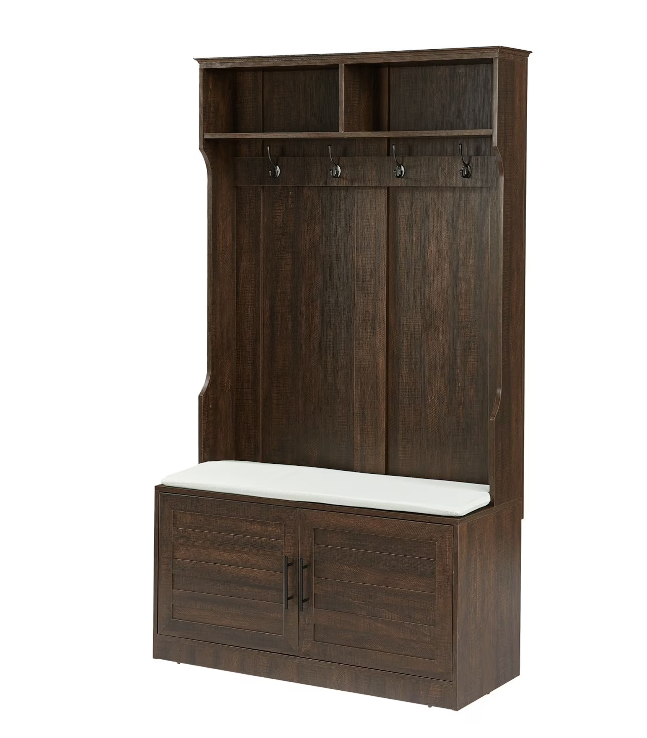 Entryway Hall Tree with Storage Bench, Wooden Coat Rack with Sponge Pad and 4 Dual Hooks - Product image 5